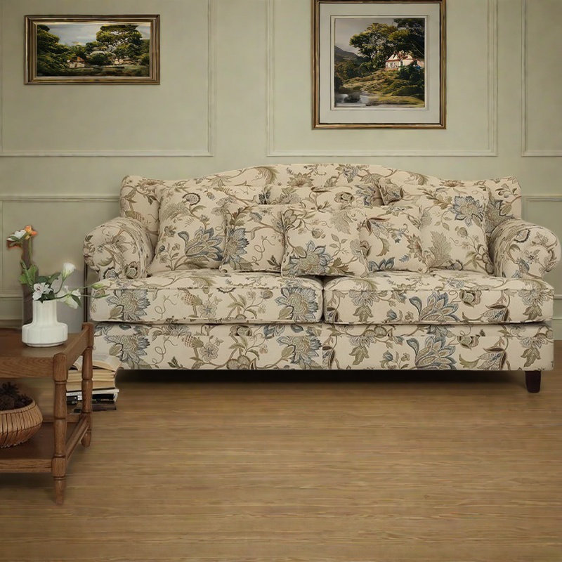 Vintage Floral Fabric Rustic  Sofa