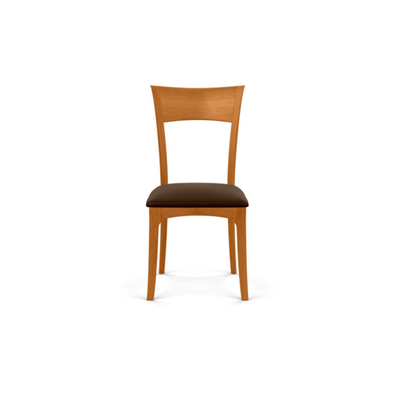 Ingrid Upholstered Dining Chair, Coffee Leather, Natural Cherry