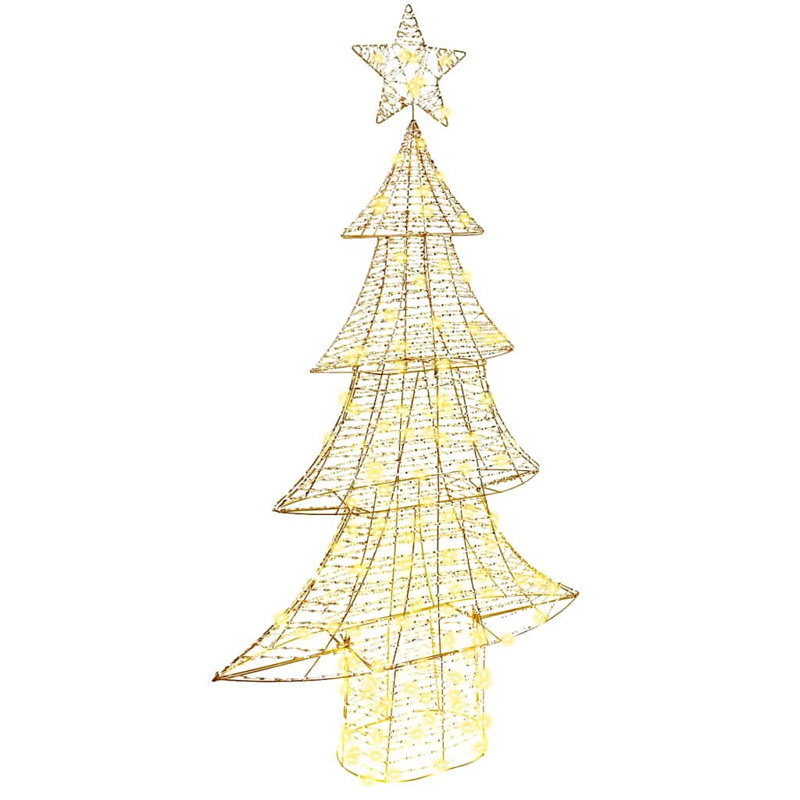 vidaXL Christmas Tree with 240 LEDs Acrylic, Warm White/Gold, 151cm H x 86cm W x 22cm D