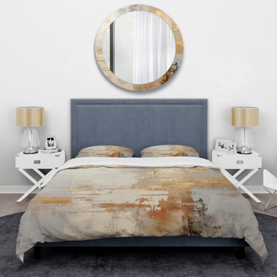 Ensemble de housse de couette Gold and White Abstract Split - Abstract Shapes