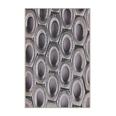 Tapis gris/brun tissé à la machine