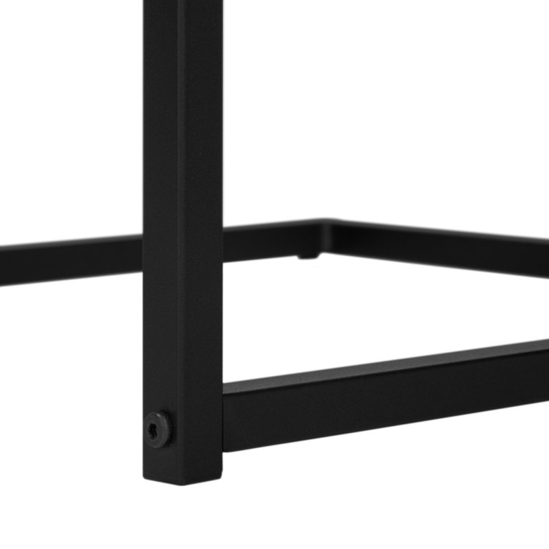 Table d'appoint en forme de C en métal et stratifié pour les collations, le salon, la chambre à coucher, Espresso brun