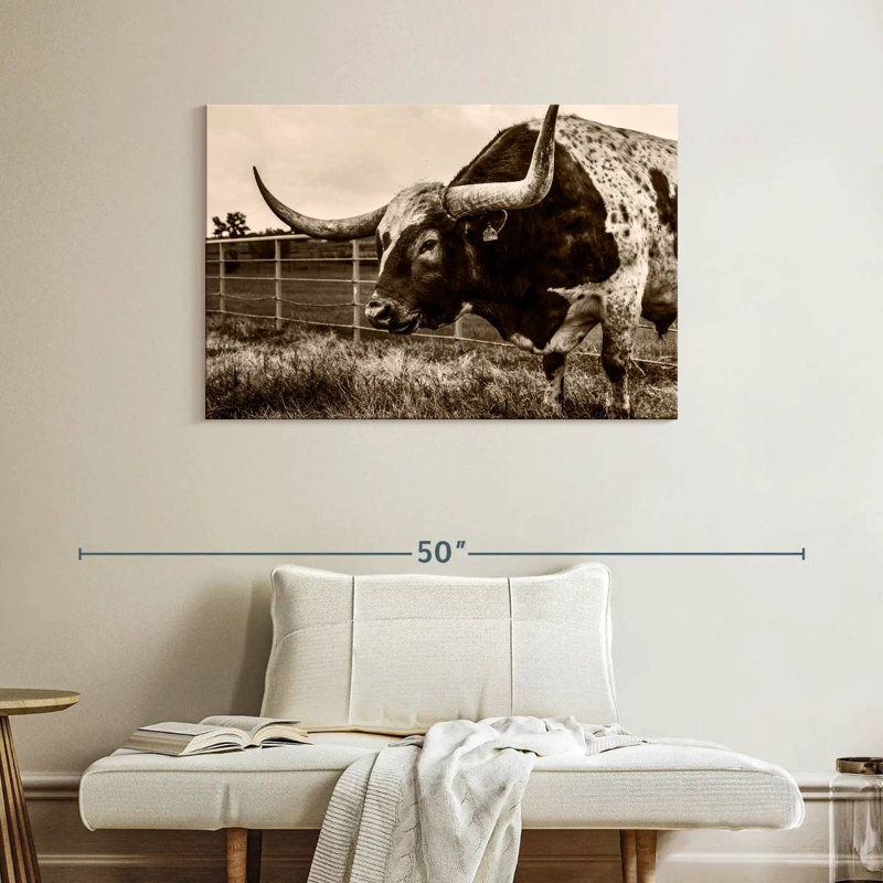 Brampt Sepia Longhorn, 26" H x 39" W
