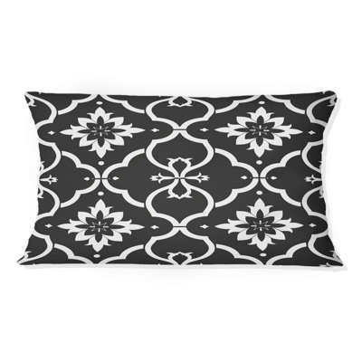 Coussin noir et blanc quadrilobe VI - moderne