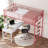 Pink Loft Bed Twin Size With Ladder And Guardrail,Metal Slats Support No Box Spring Needed Small Space Saving Furniture For Bedroom Dorm-867625310-867625308