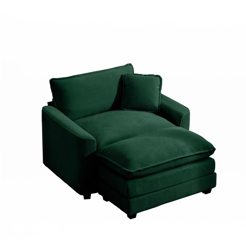 Fauteuil d'appoint simple en velours côtelé, Vert