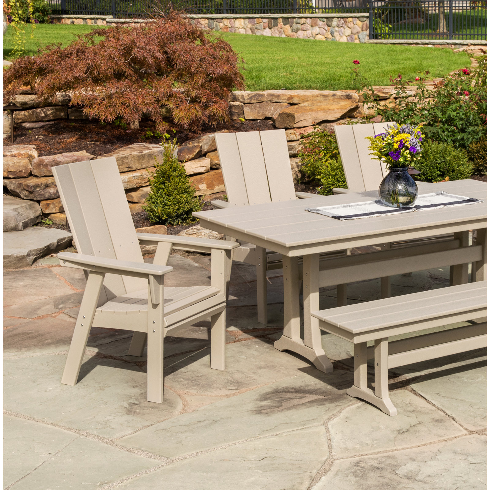 POLYWOOD® Modern Adirondack Patio Armchair, Sand