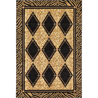 Tapis brun à motif géométrique Testerman