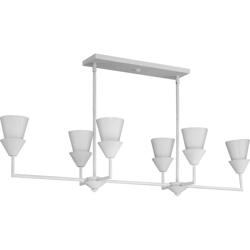 Pinellas 6 - Light Dimmable Kitchen Island Chandelier, White Plaster