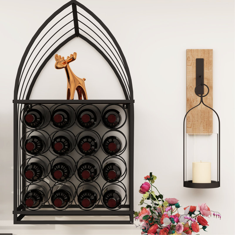 Casier à vin 2 pièces avec rangement pour spiritueux et bouteilles de cuisine - Conception compacte et peu encombrante pour salle à manger - Métal