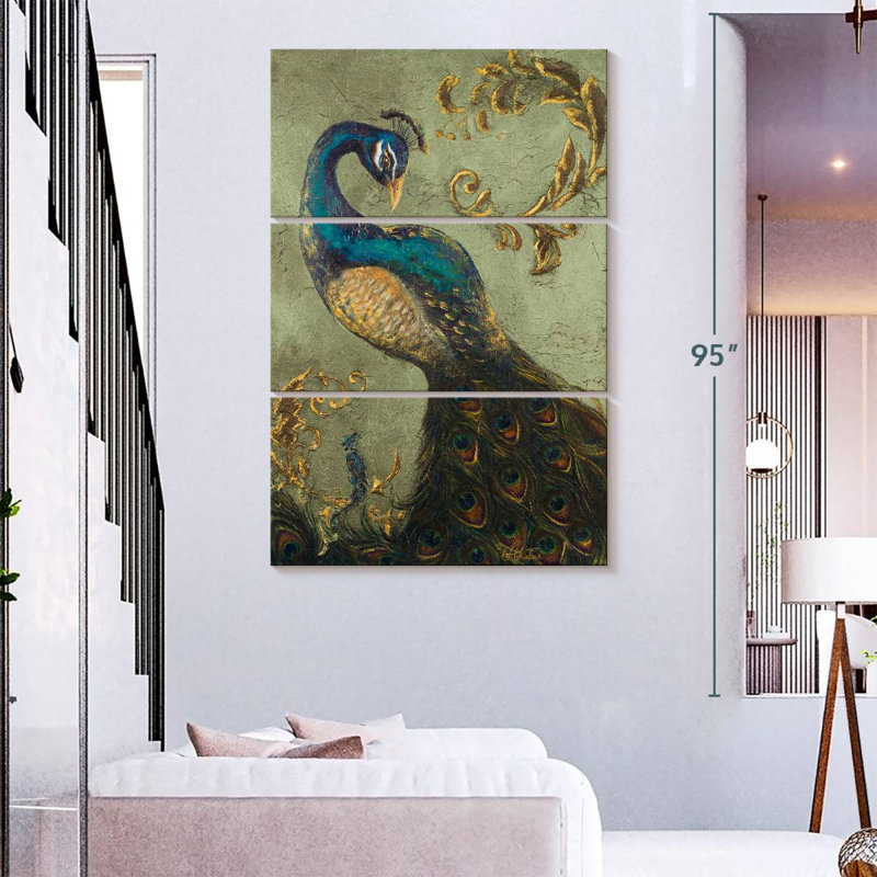 Peacock On Sage I, 74" H x 48" W