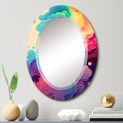 Multicolor Swirly Clouds V - Modern Spiral Wall Mirror