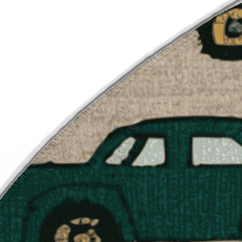 Transportation Beige Indoor and Outdoor Area Rug, Round 5'