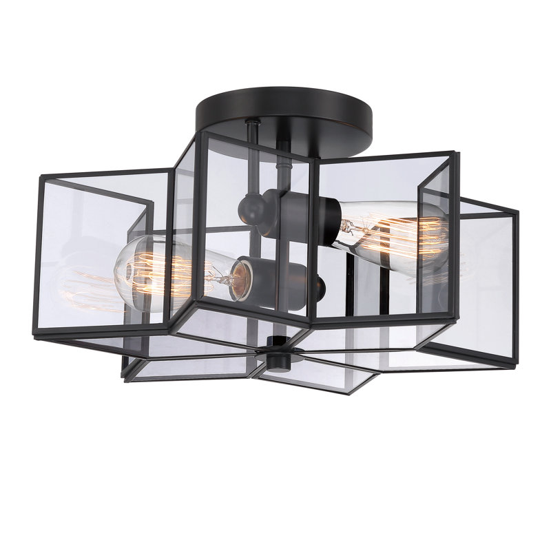 Ainoah 2 - Light 41cm Unique/Statement Star Semi Flush Mount Light, Grey