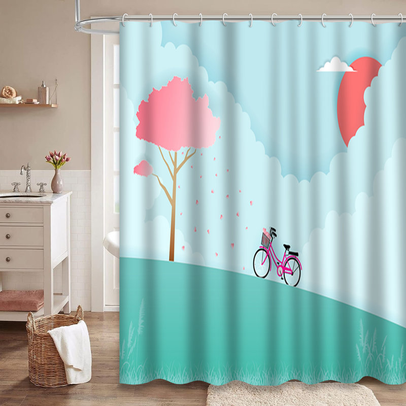 Mignon rideau de douche rose avec 12 crochets, L 72 po x l 72 po