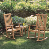 Classic Teak 3-Piece End Table and Rocking Chair Chat Set