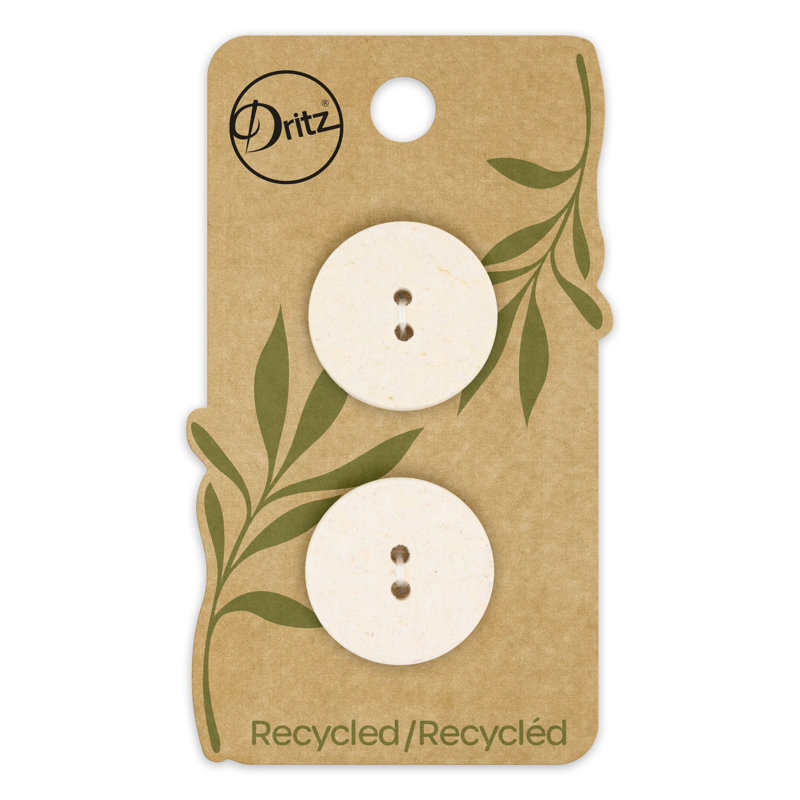 Bouton rond en coton recyclé Dritz, 23 mm, naturel, 6 boutons