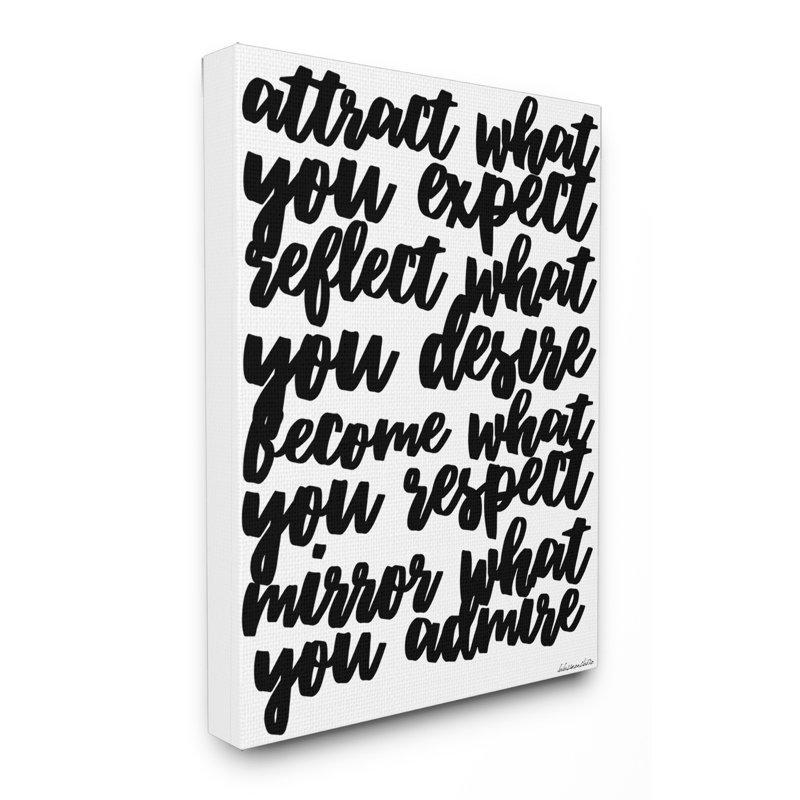 «Mirror What You Admire Cursive», art mural sur toile par House of Lulu, H 20 po x l 16 po x P 1,5 po, Toile tendue