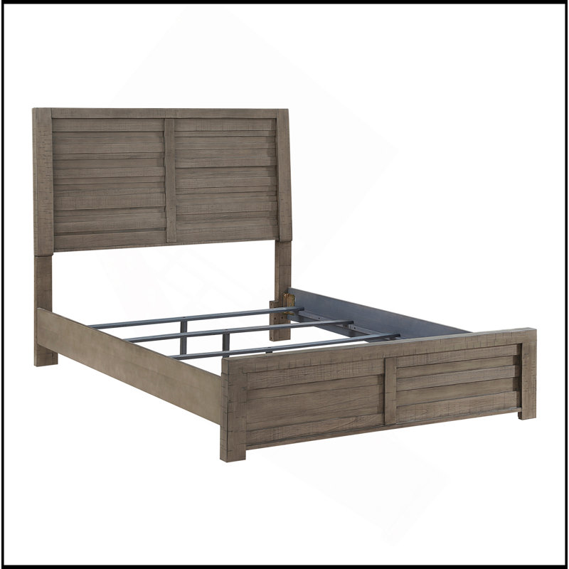 Lit de panneau de lit de style rustique pleine grandeur 1pc, Gris