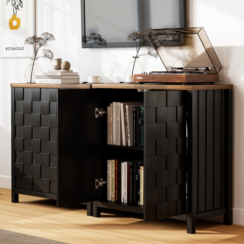 2 - Door Rectangle Accent Cabinet, Black