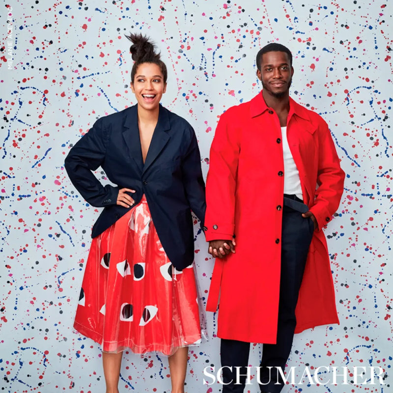 Schumacher x Porter Teleo Ink Splash Wallpaper, Red/Blue