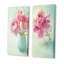 Fleurs de pivoines roses dans un vase - Ensemble de 2 peintures sur toiles-2065891508-2065891509