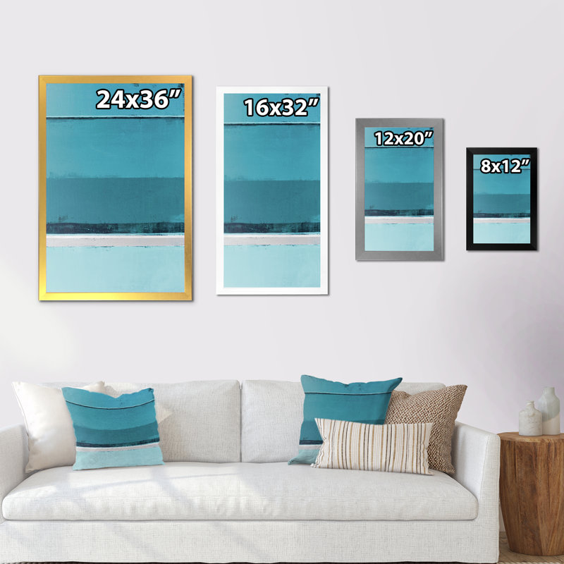 Art moderne gris et bleu II 2PT47705, Encadrement argenté, H 36 po x l 24 po x P 1 po