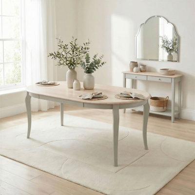 Newtort Whitewashed and Light Grey Solid Wood Dining Table