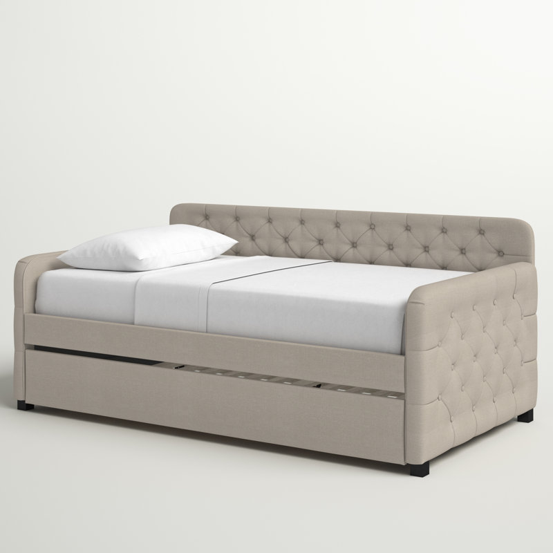 Astra Upholstered Daybed, Beige Linen