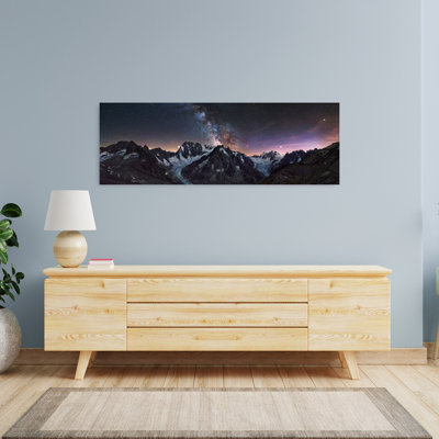 «Milky Way Glacier Peaks Dramatic Serene Abstract Landscape Mountain», art mural