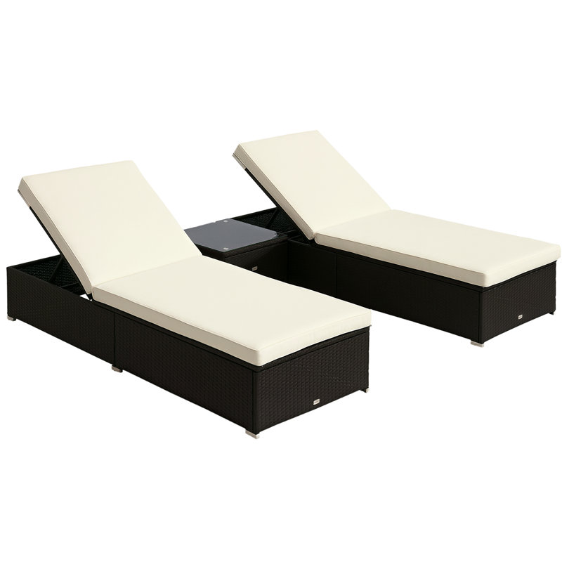 Ventura Long Reclining Single Chaise with Cushions and Table