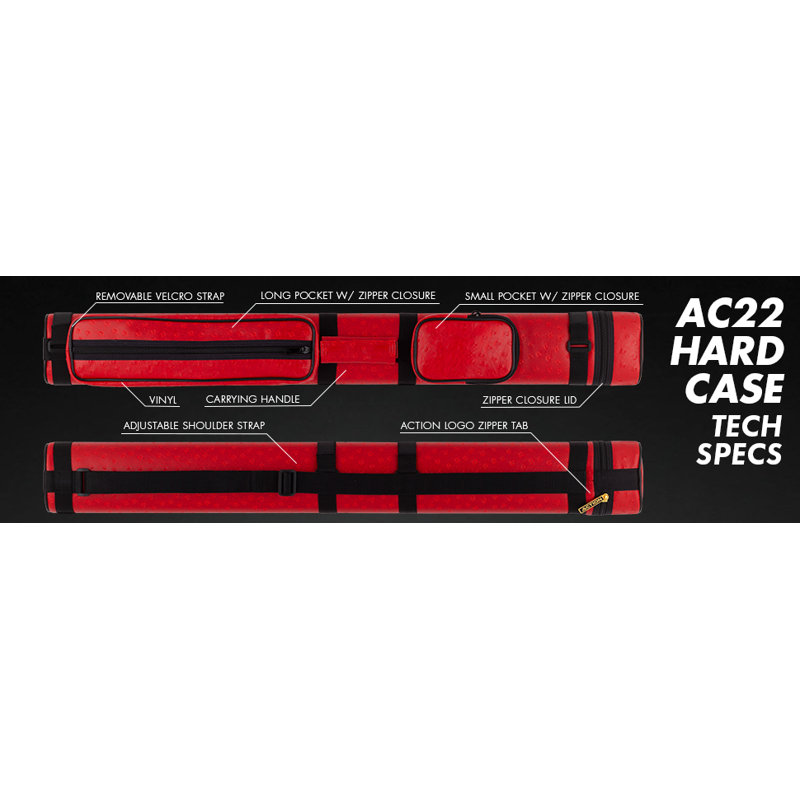 2x2 Oval Hard Pool Cue Case, Red
