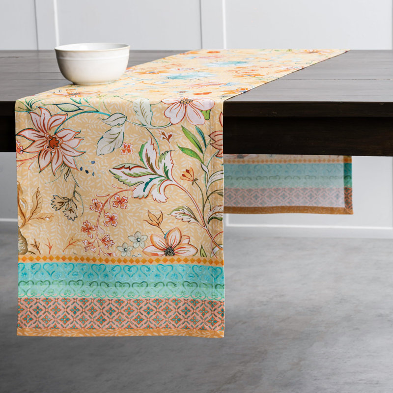 Maison d' Hermine Table Runner 100% Cotton Single Layer Table Runners 72 inches Long Decorative for Home Kitchen Dining Valentines Day Decorations Spring Summer (Luxury Loft - Peach, 14.5" x 72")
