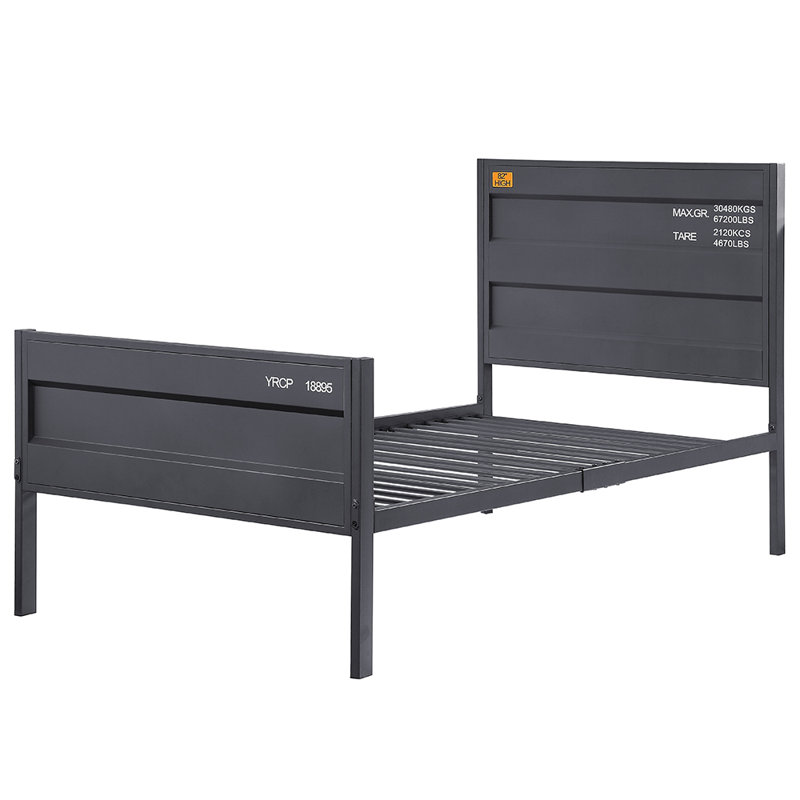 Lit double gris foncé