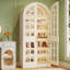 Armoire à chaussures de 70 po de hauteur avec portes et lumières à DEL, armoire de rangement à chaussures à 7 niveaux avec tablette réglable
