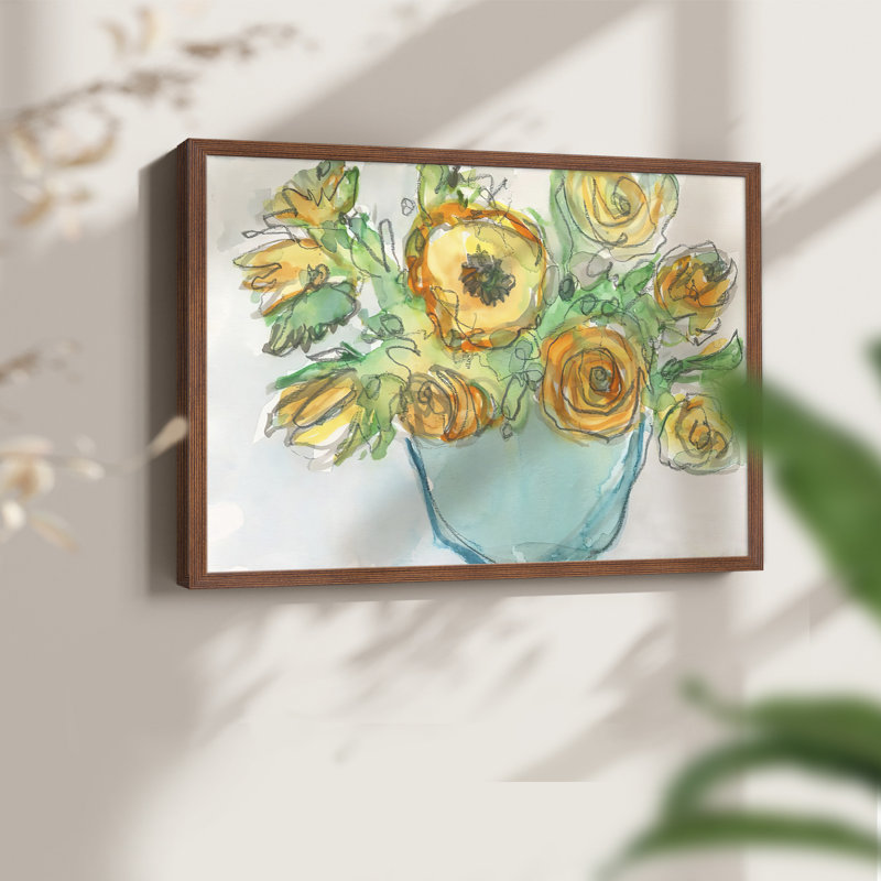 Printemps, accent floral II, reproduction encadrée, H 11 po x l 14 po, Noyer