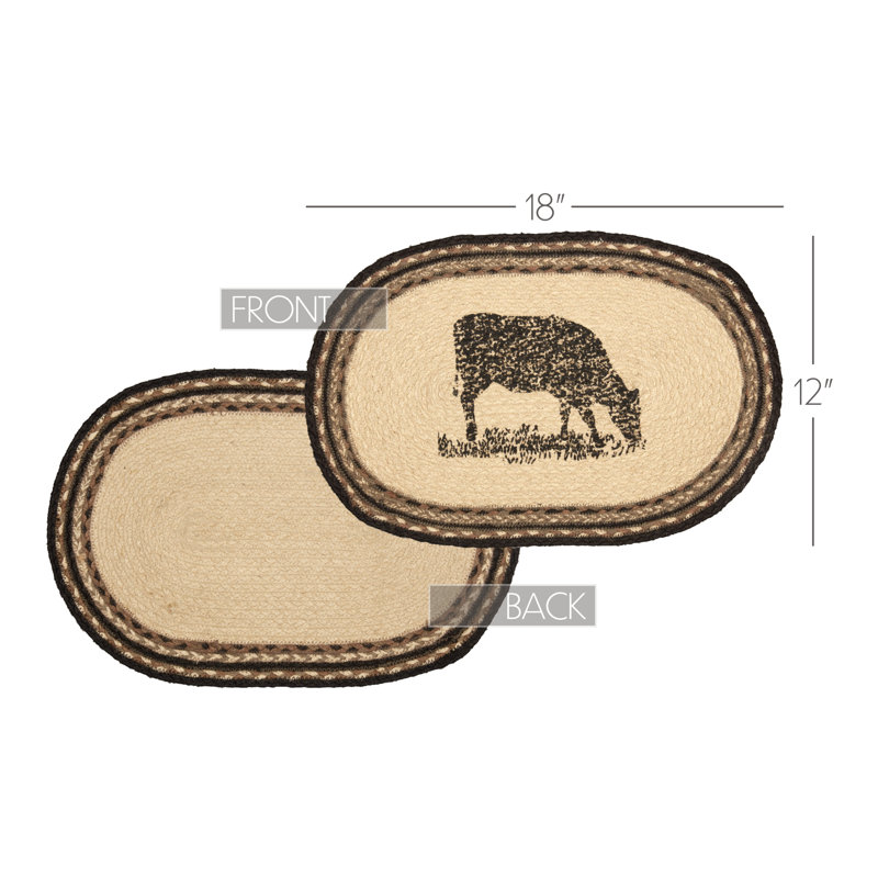 Jacqueline Jute No Pattern Oval Placemat