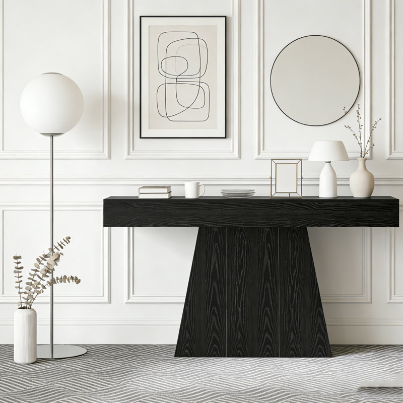 Farmhouse Console Table Entryway Table Sofa Table with Trapezoidal Base