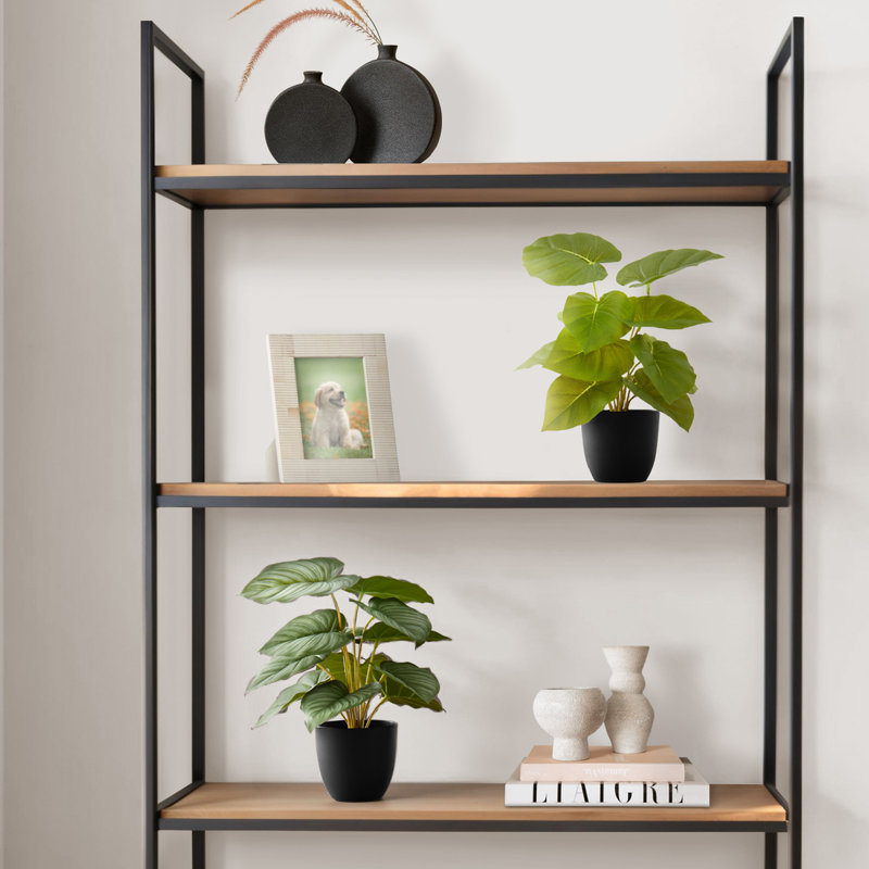Ensemble de 2 plantes artificielles Epipremnum, 33 cm de hauteur, fausse verdure en pot, décoration de table intérieure avec pots noirs