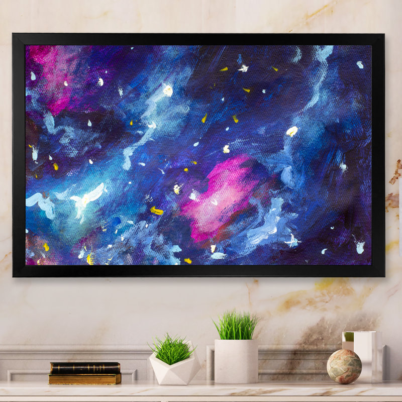 «Blue Violet Galaxy», reproduction sur toile flottante, Cadre noir, H 8 po x l 12 po x P 1 po