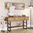 Roshaad Modern Console Table with Mirror, Atlantic Pine, 54.7 x 29.8 x 16.9 inches | 100% Melamine Coated Particle Board, Thickness: 0.7 inches | Industrial Design with Numerous Shelves & Additional Storage | Perfect for Home Decor
