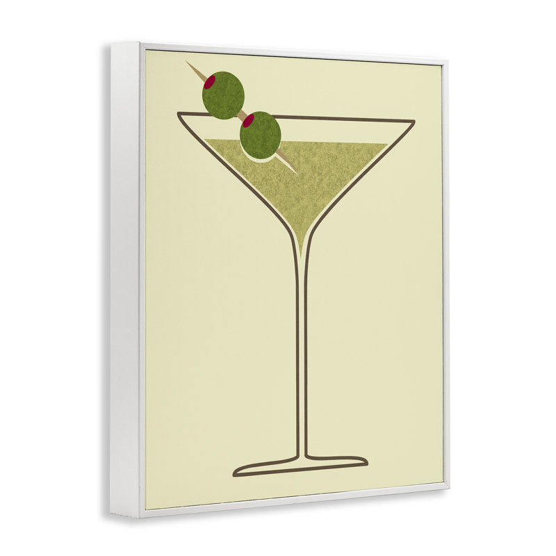 «Martini with Olives Art» par Daphne Polselli, Estampe numérique encadrée blanc bord de mer, H 14 po x l 11 po
