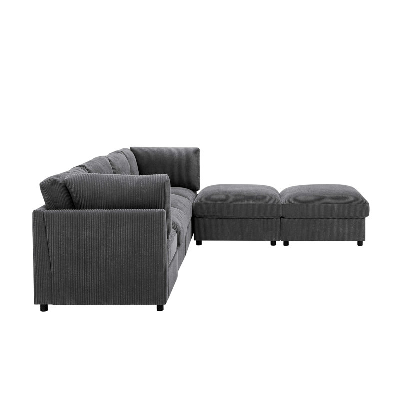 Canapé modulaire de coin avec repose-pieds Annai, Gris minuit