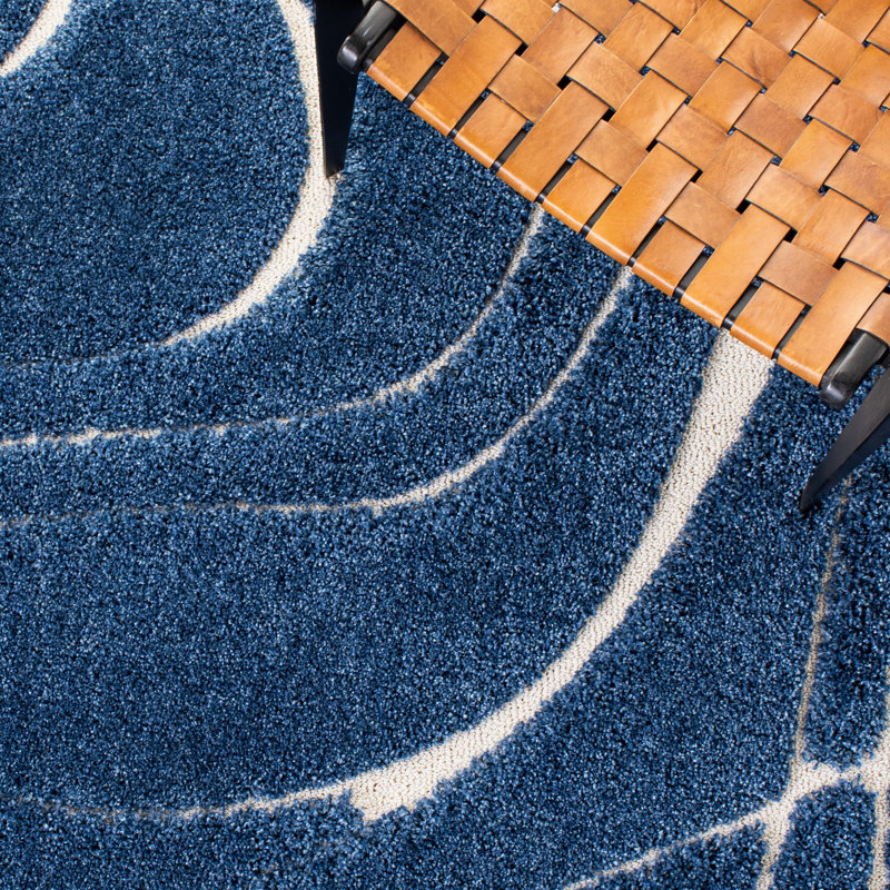 Tapis crème / beige Ashal, Rectangle 2 pi 3 po x 4 pi, Dark Blue/Ivory