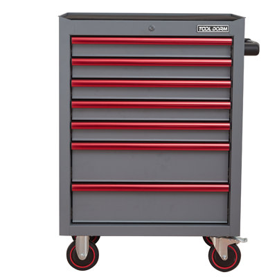 26.7inch Rolling Toolbox Tool Cabinets With 7 Drawers, Metal Tool Chest With Wheels, Grey Colour, Tool Cart For Garage, Warehouse, Repair Shop, Workshop(7 Drawers-grey)