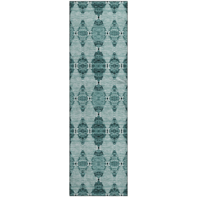 Premium Machine Washable Cerrito AMF610 Teal Rug