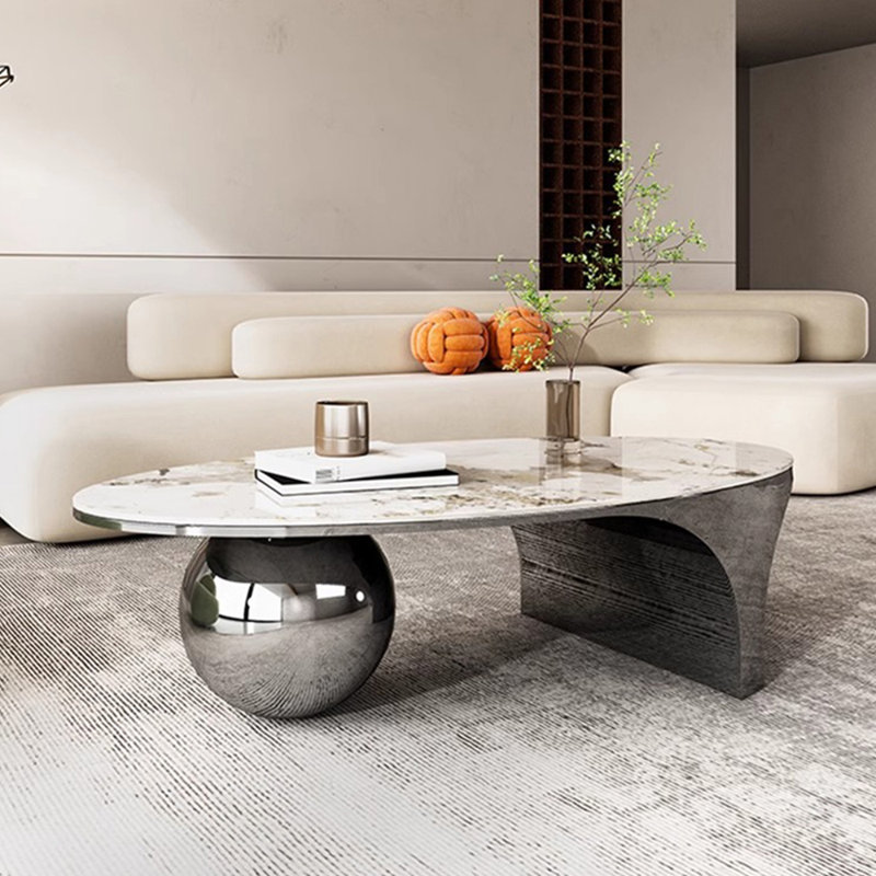 Table basse en acier inoxydable de style italien, Argent argent