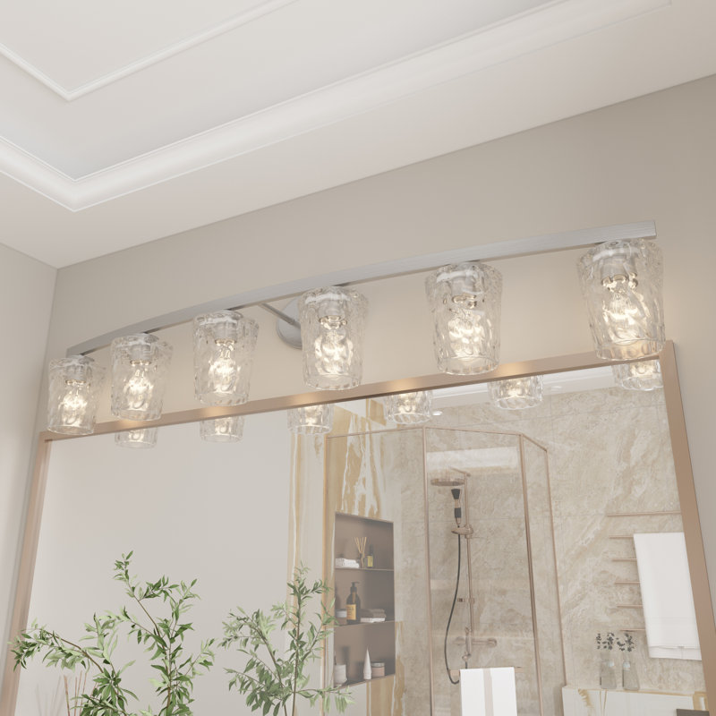 Éclairage de salle de bain à intensité variable en acier à 6 lumières Saratoga, Nickel brossé