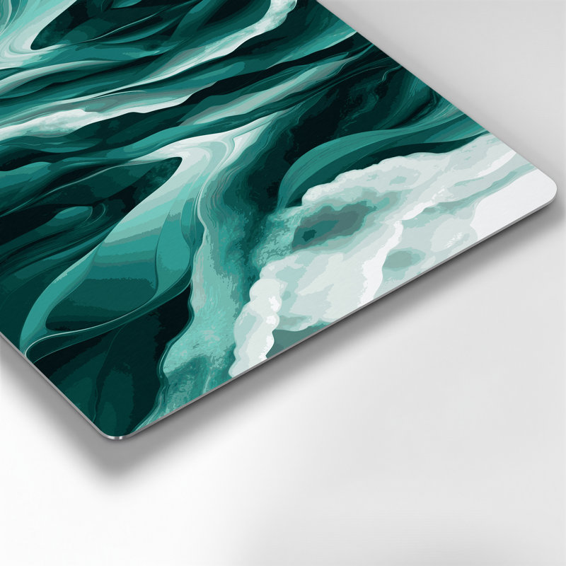 Paysage abstrait 40, art mural en métal vert, H 12 po x l 18 po