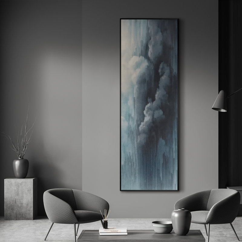 Extra Large Wall Art Fabric Print - Modern Neutral Abstract Landscape for Contemporary Home Artwork Decor for Living Room or Bedroom - "Frame Assembly Required (Unfinished Frame)"
